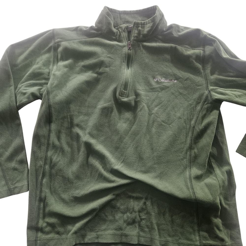 Columbia‎ Sweater Mens Medium Green Quarter Zip Fleece Pullover Outdoor Hiking